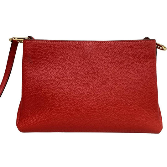 Triple Compartment Purse in Red Leather