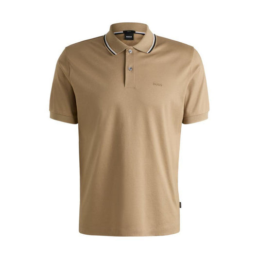 Slim-fit polo shirt in cotton with striped collar