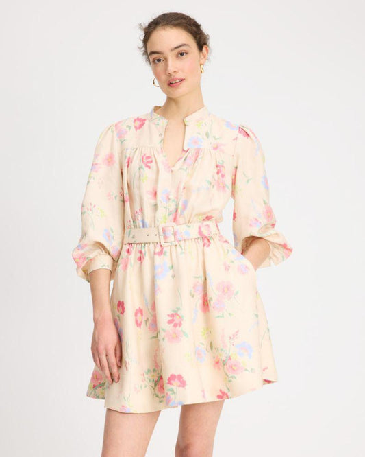 Whimsical Garden Belted Shirt Dress