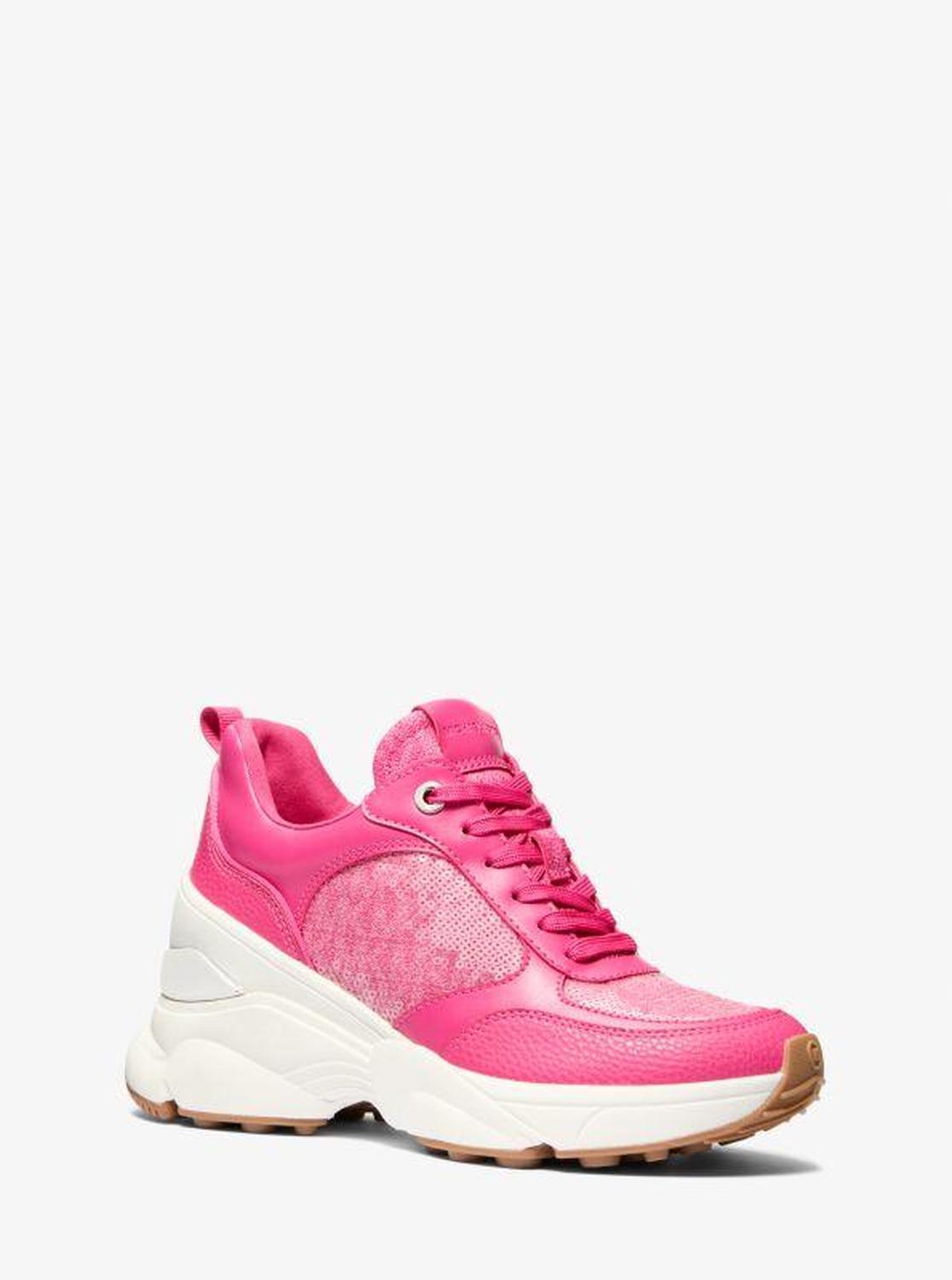 Katrina Sequined Mixed-Media Trainer