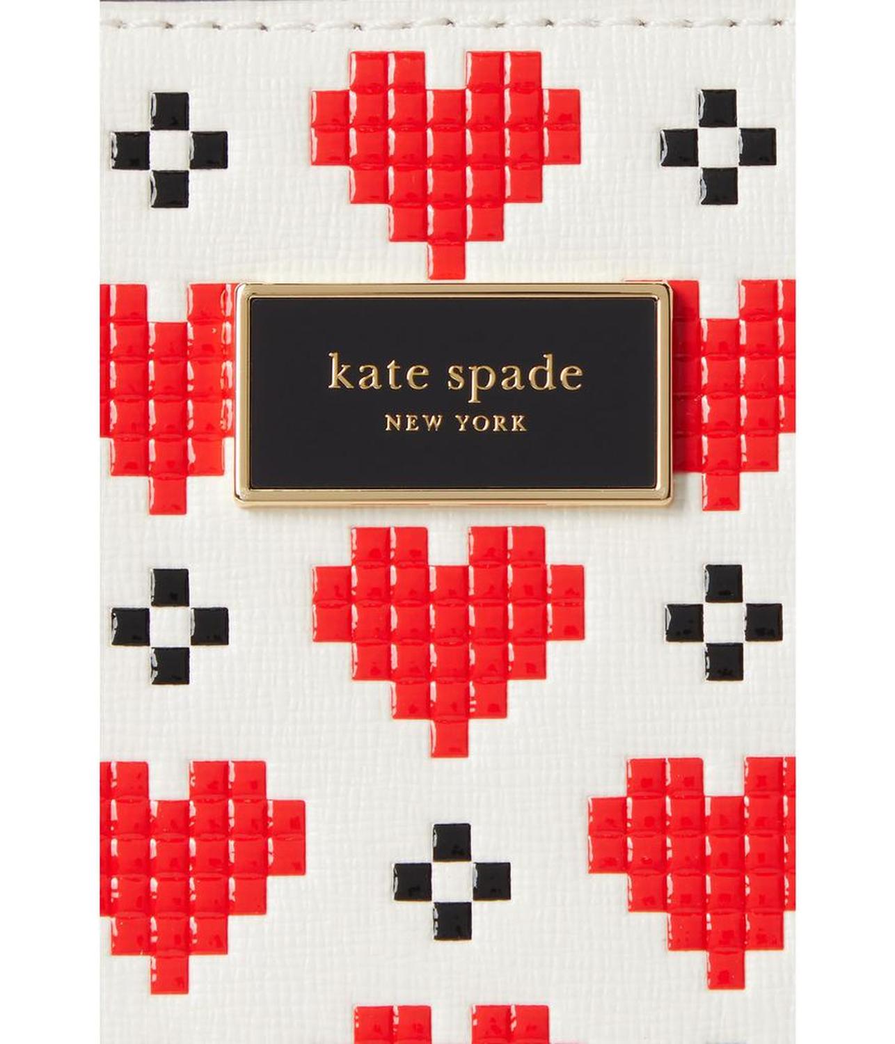 Manhattan Pixel Hearts Embossed Saffiano Leather Mini Tote