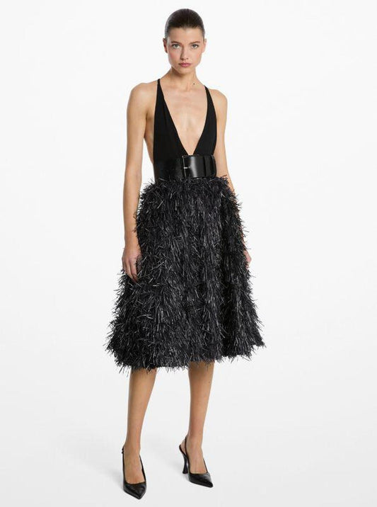 Hand-Embroidered Fringe Jacquard Circle Skirt
