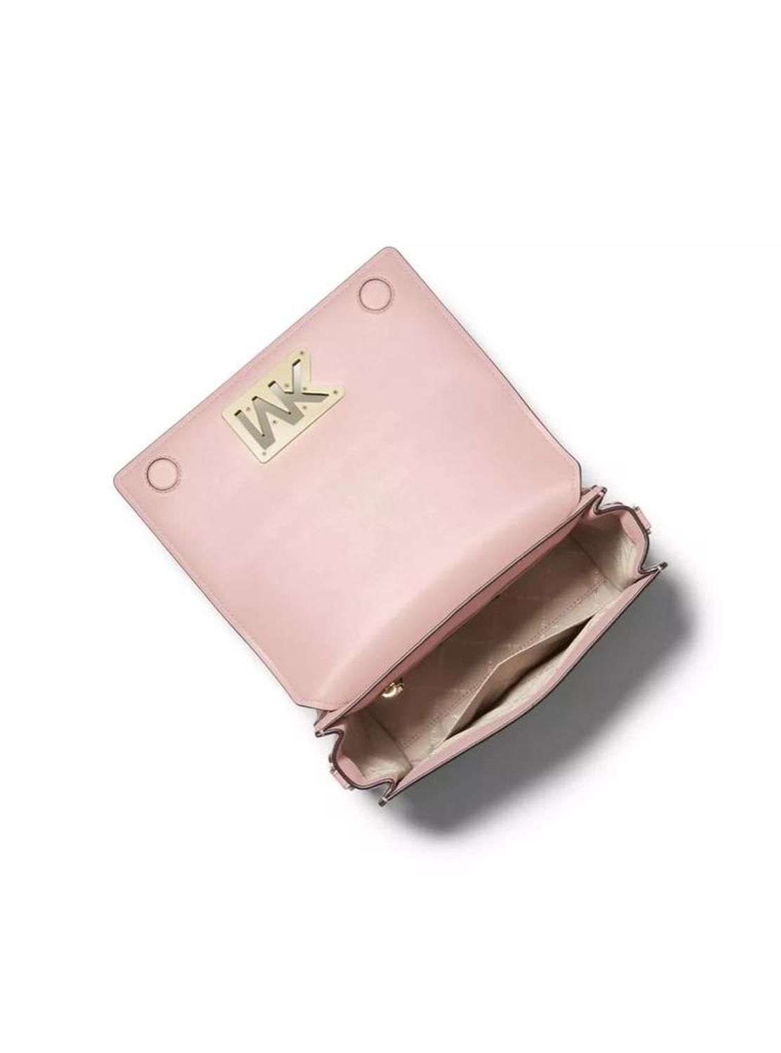 MIMIleather MK Signature LOGO Flap Messenger Crossbody Bag