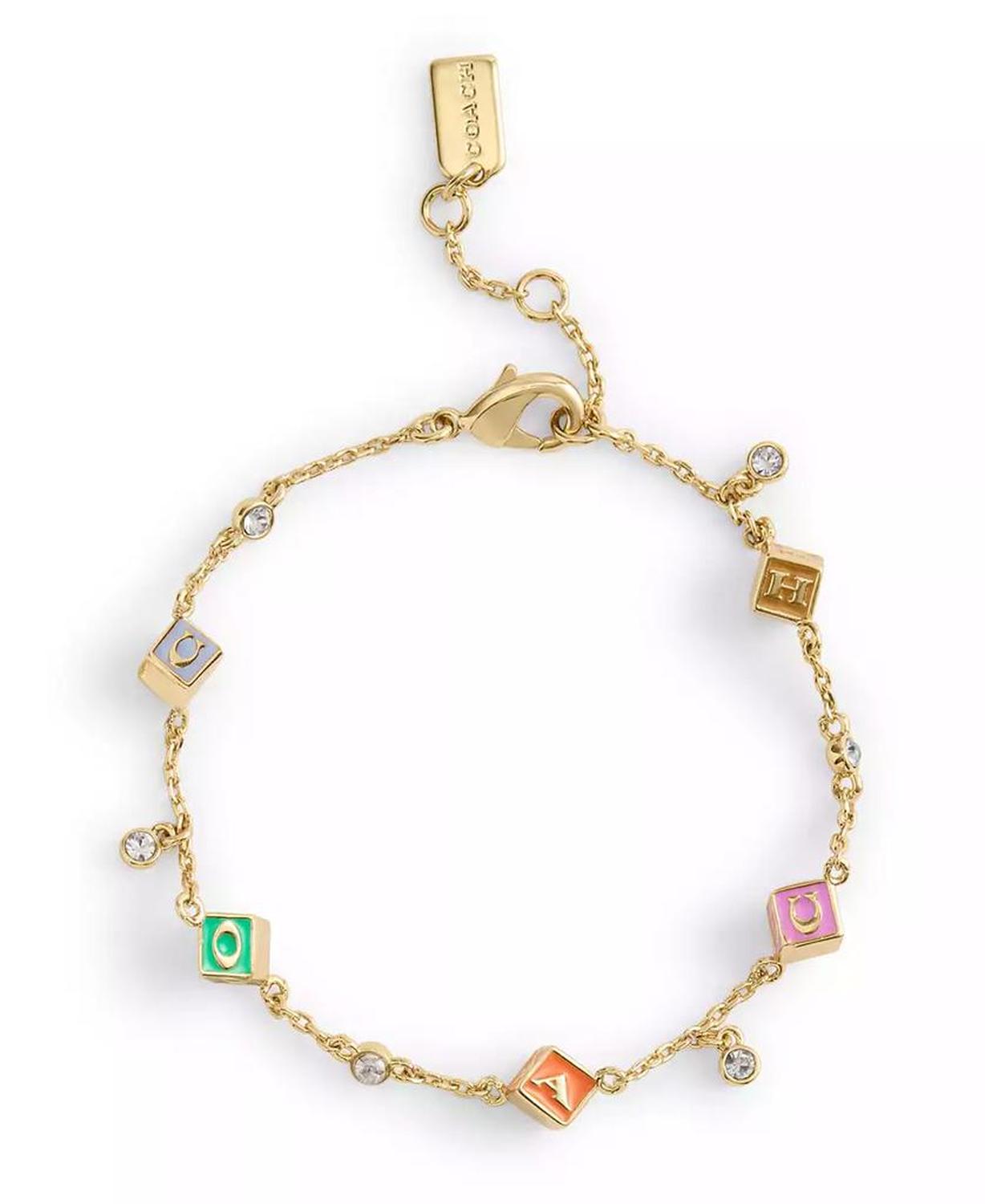 Faux Stone Signature Logo Enamel Cube Strand Bracelet
