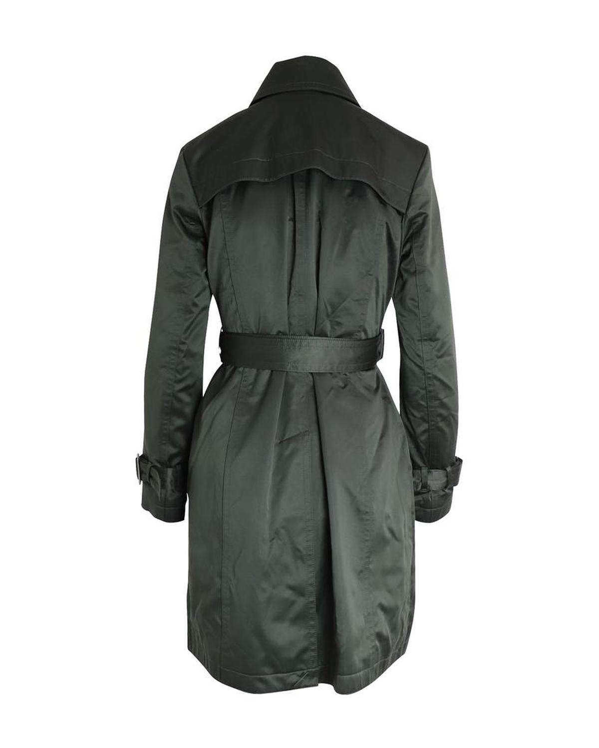 Michael Michael Kors Double-Breasted Trench Coat in Olive Polyester