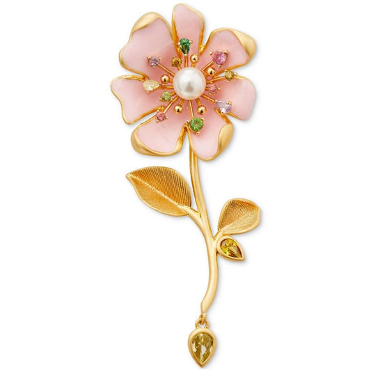 Gold-Tone Bloom In Color Linear Earrings