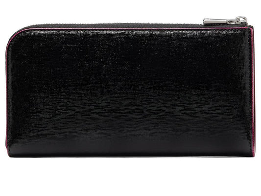 Devin Glitter Edge Shiny Saffiano Zip Around Continental Wallet