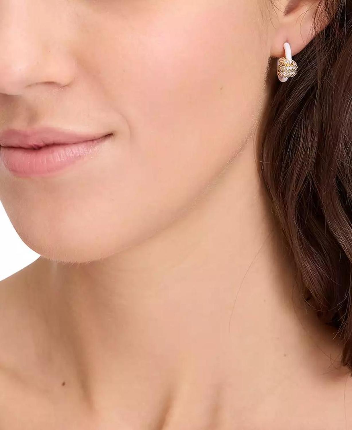 Small Pavé Knot Hoop Earrings, 0.62"