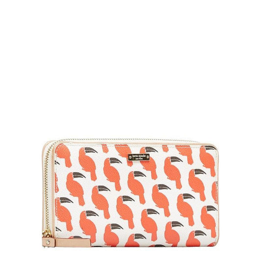 Bird Pattern PVC Leather Zip-Around Wallet