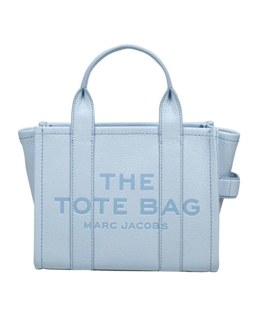 Leather Color Light Blue Small Tote Bag