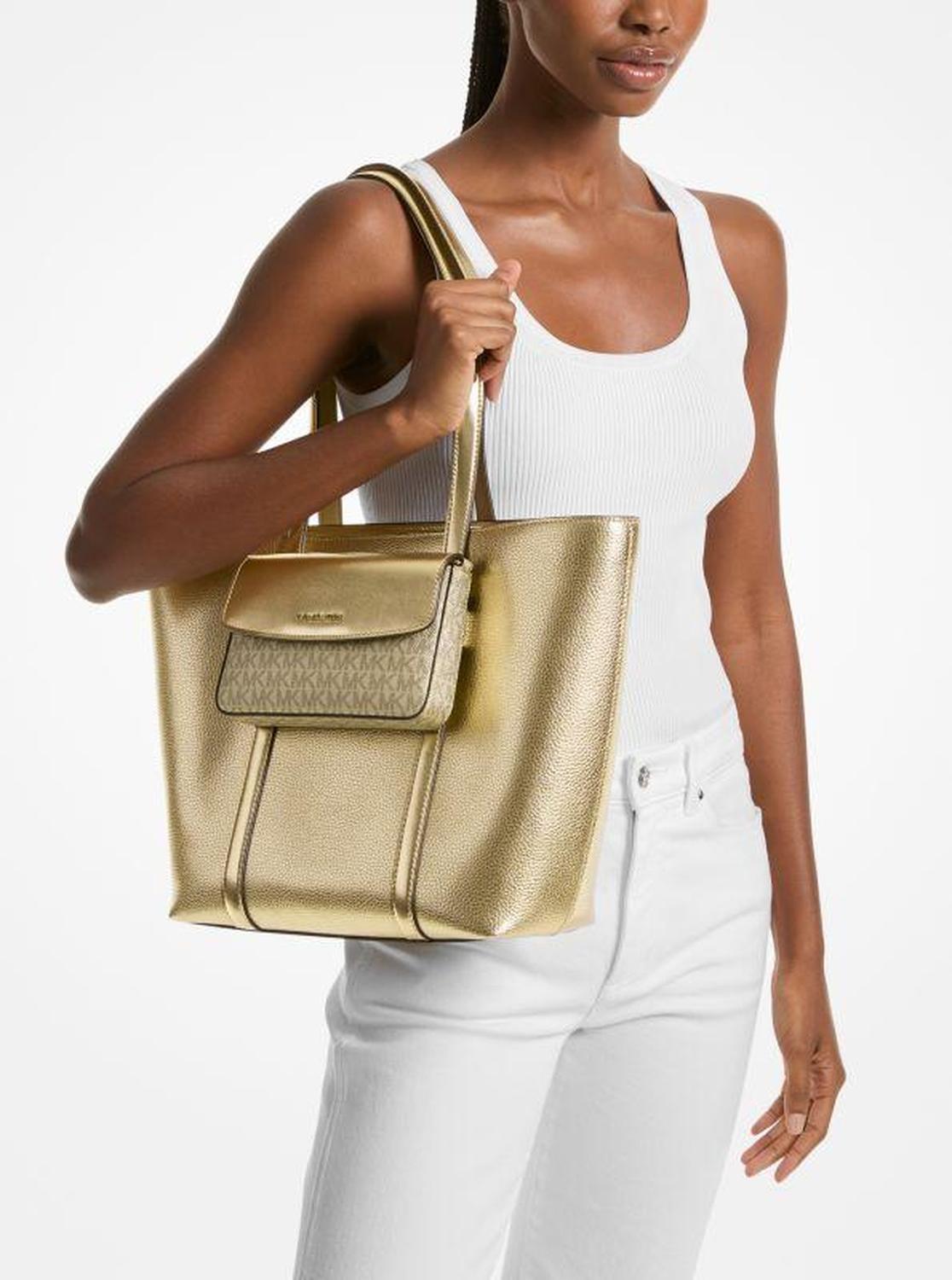 Jet Set Large 2-in-1 Metallic Leather Tote Bag