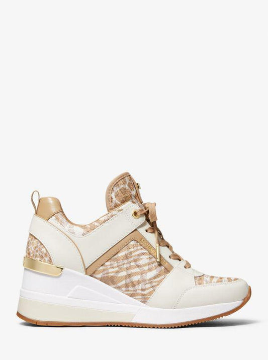 Georgie Animal Print Logo and Leather Trainer