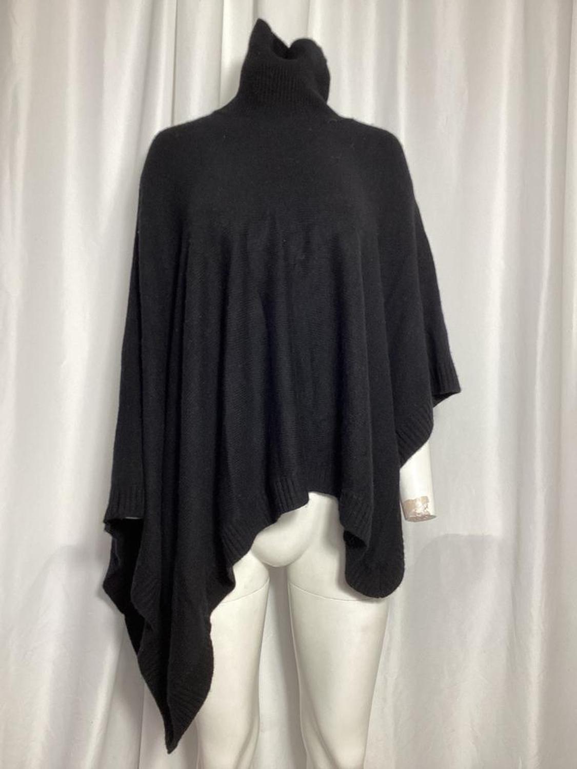 Michael Michael Kors Turtleneck Poncho in Black Merino Wool