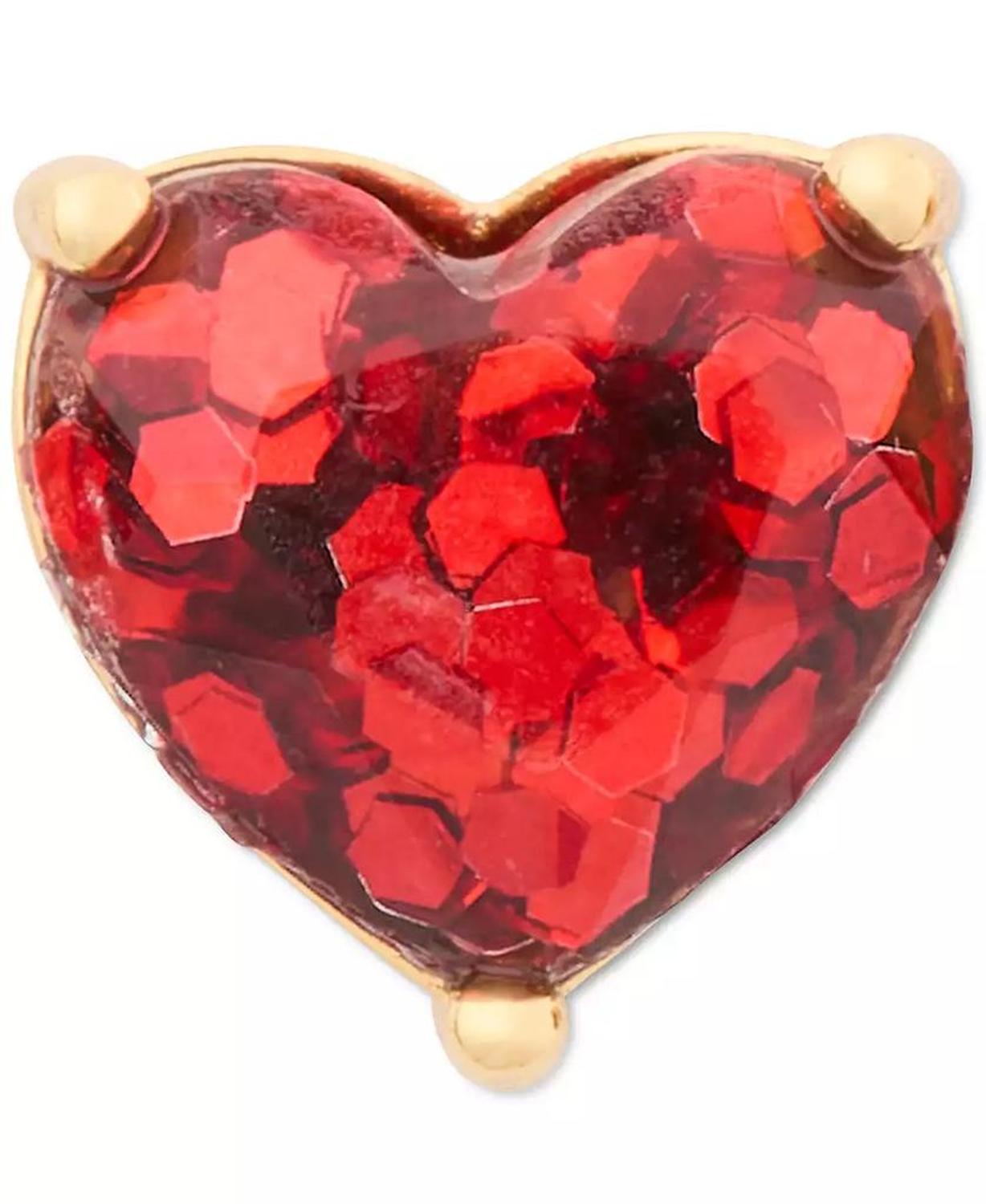 Gold-Tone Stone Heart Stud Earrings