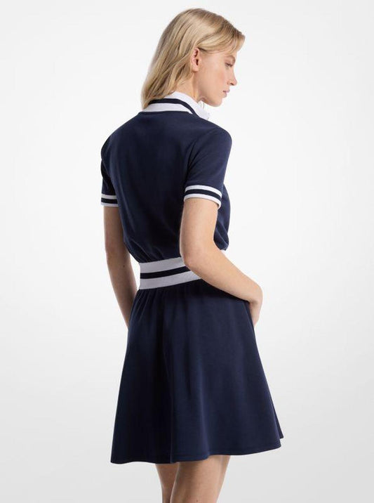 Cotton Blend Knit Zip-Up Dress