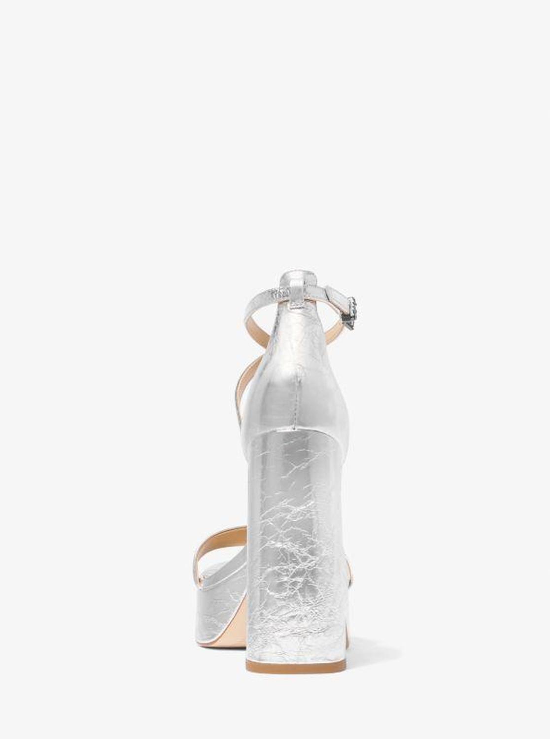 Cami Crackled Metallic Leather Platform Sandal