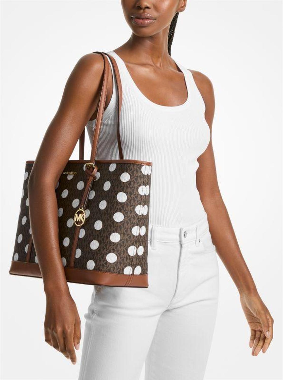 Jet Set Large Polka Dot Signature Logo Tote Bag