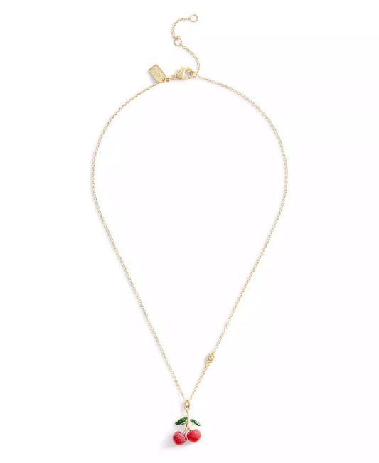 Red Enamel Signature Cherry Cluster Pendant Necklace