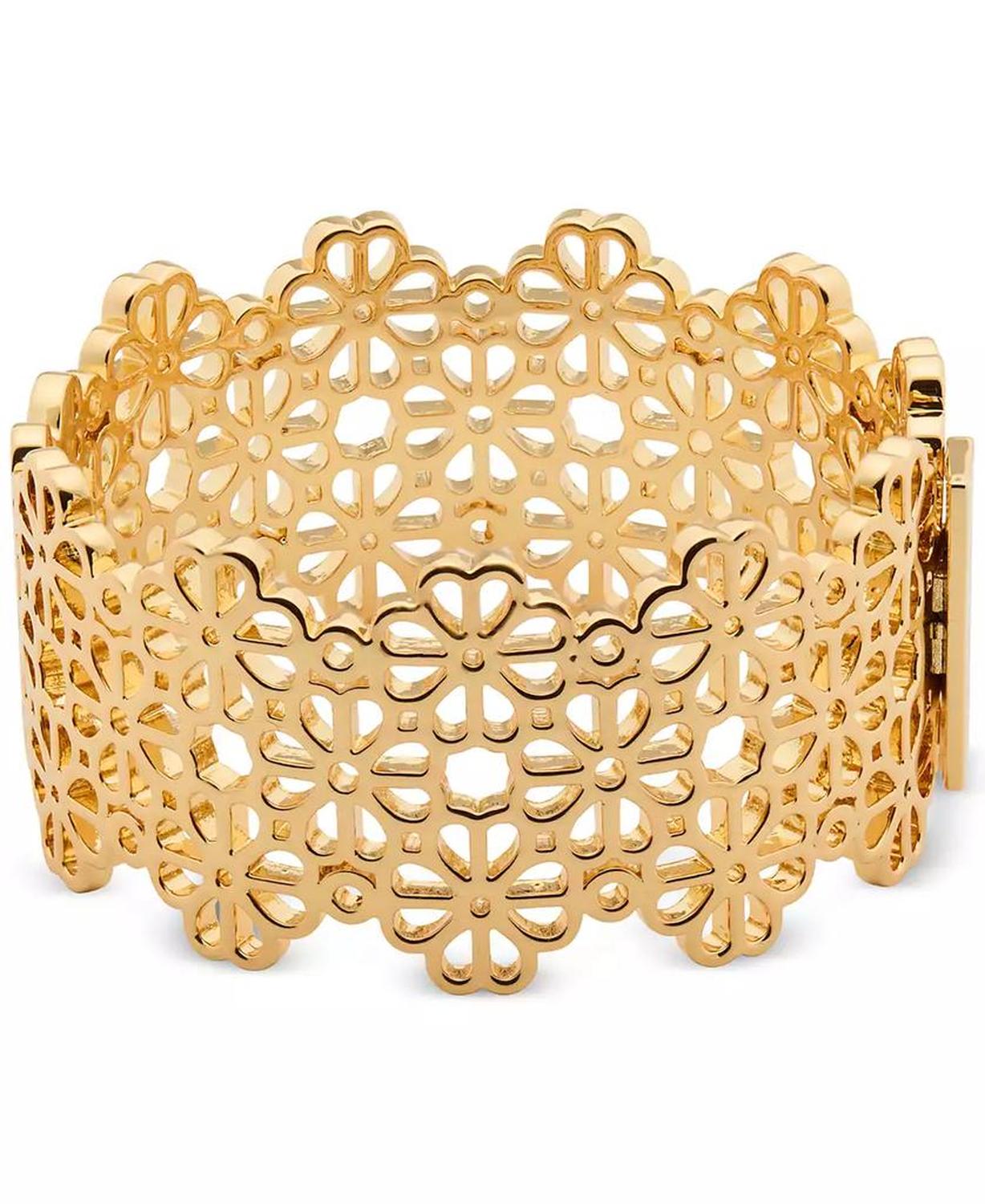 Spade Flower Lace Wide Bangle Bracelet