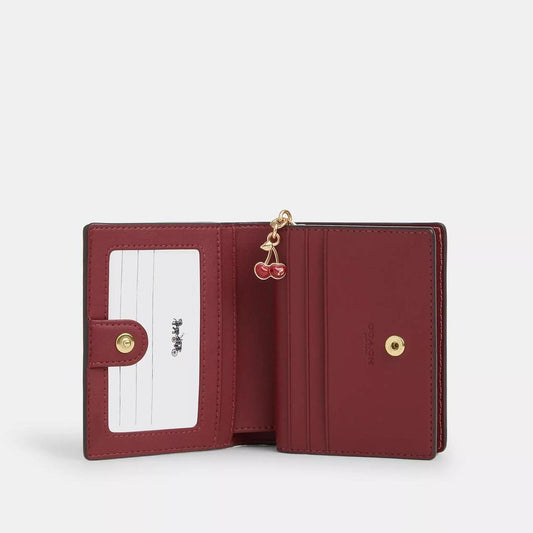 Snap Wallet In Signature Canvas With Cherry Print