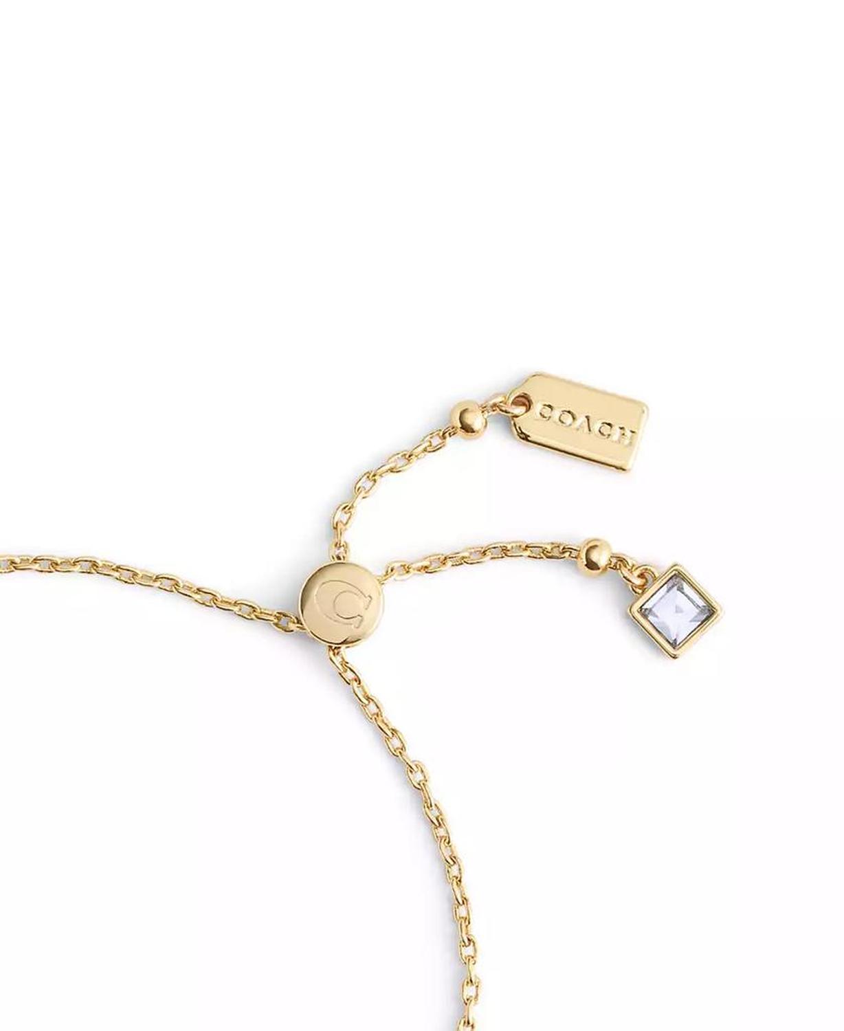 Faux Stone Signature C Pavé Heart Slider Bracelet