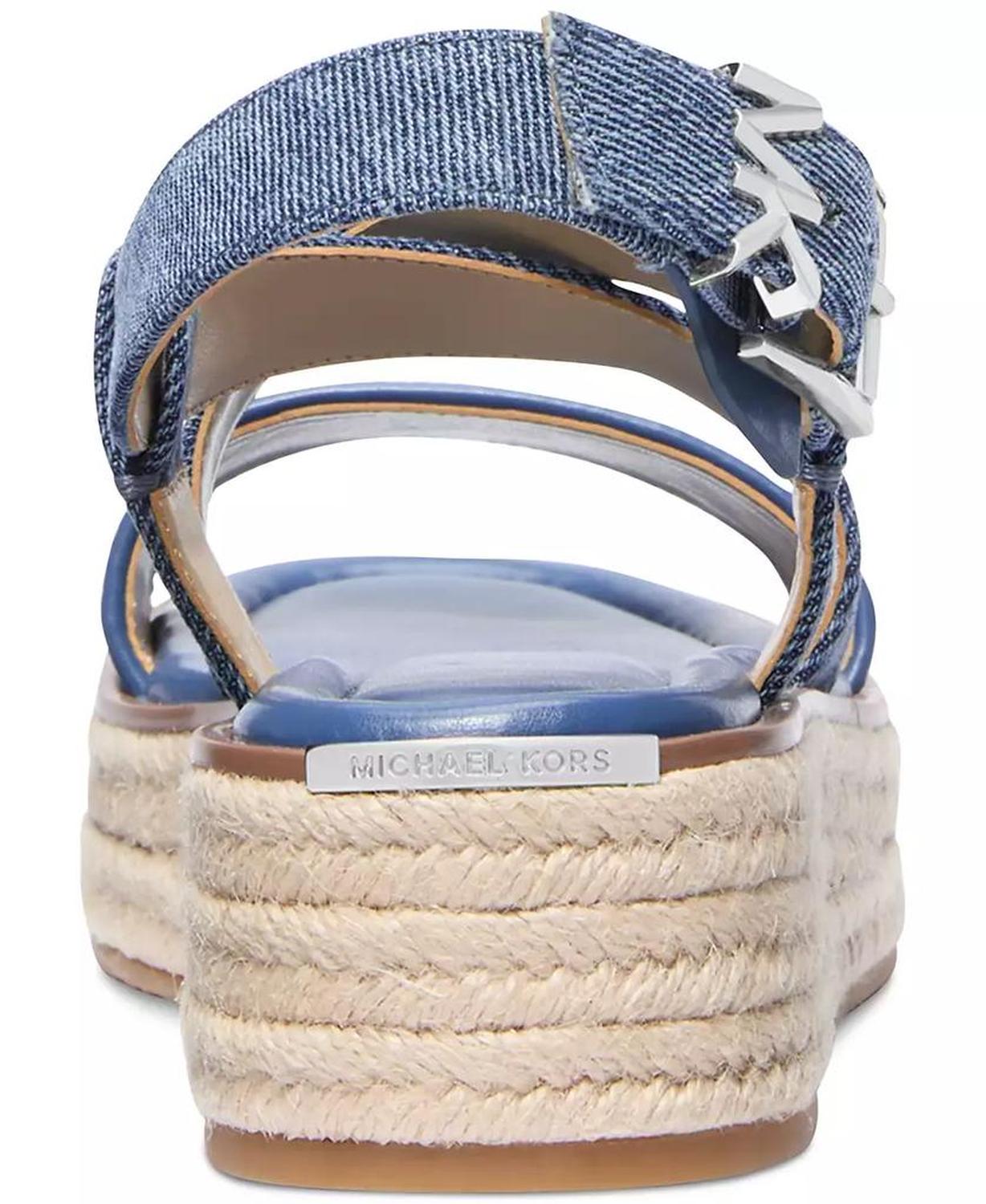 MICHAEL Lynn Leather Buckled Espadrille Sandals