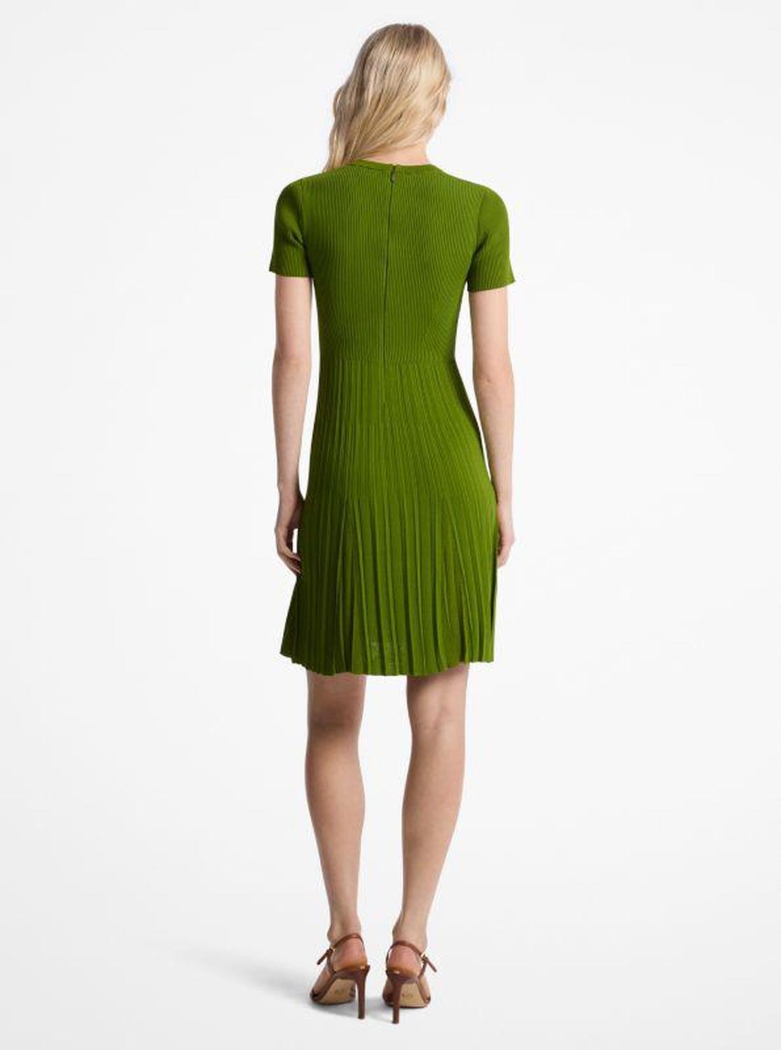 Ribbed Knit Short-Sleeve Dress