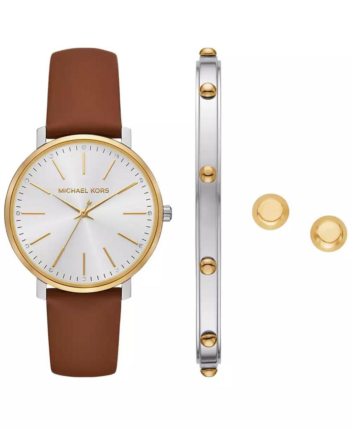 Women's Pyper Three-Hand Luggage Leather Watch and Jewelry Set, 38mm