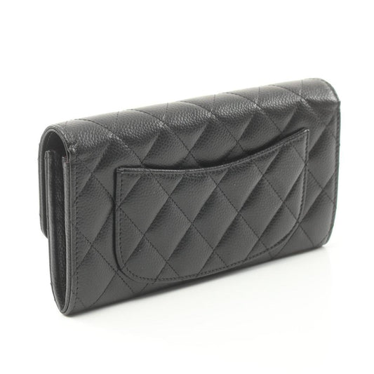 Matelasse Bi-Fold Long Wallet Caviar Skin Gold Hardware