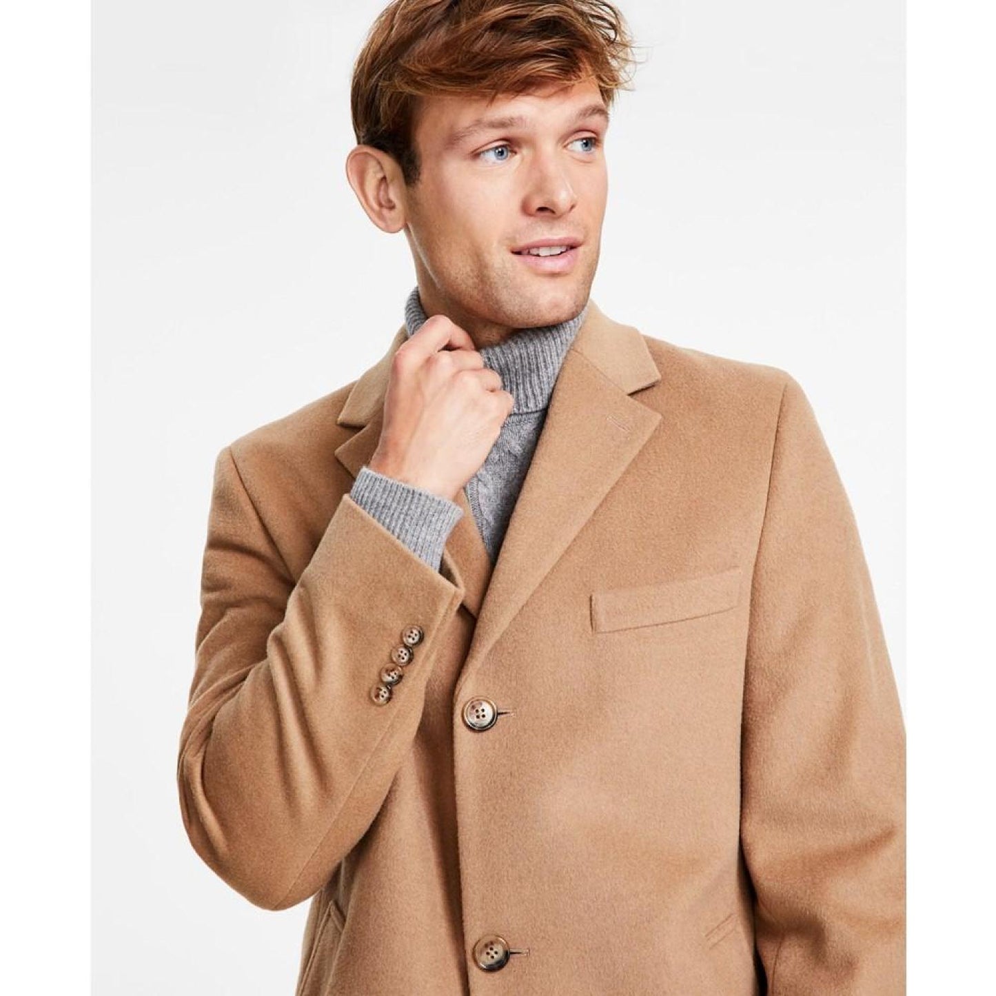 Men's Classic-Fit Solid Wool Blend Overcoats