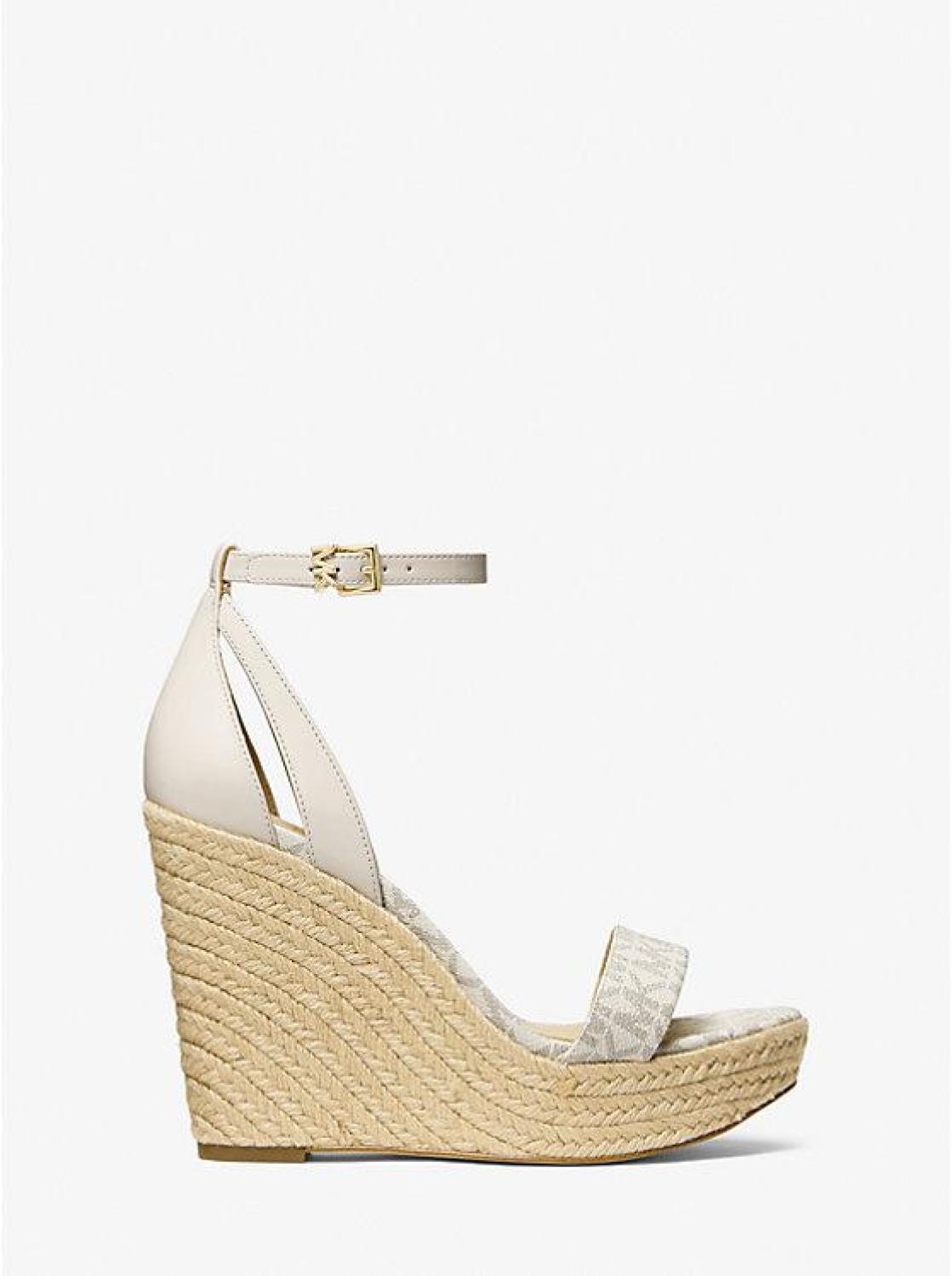 Kimberly Logo and Leather Wedge Sandal