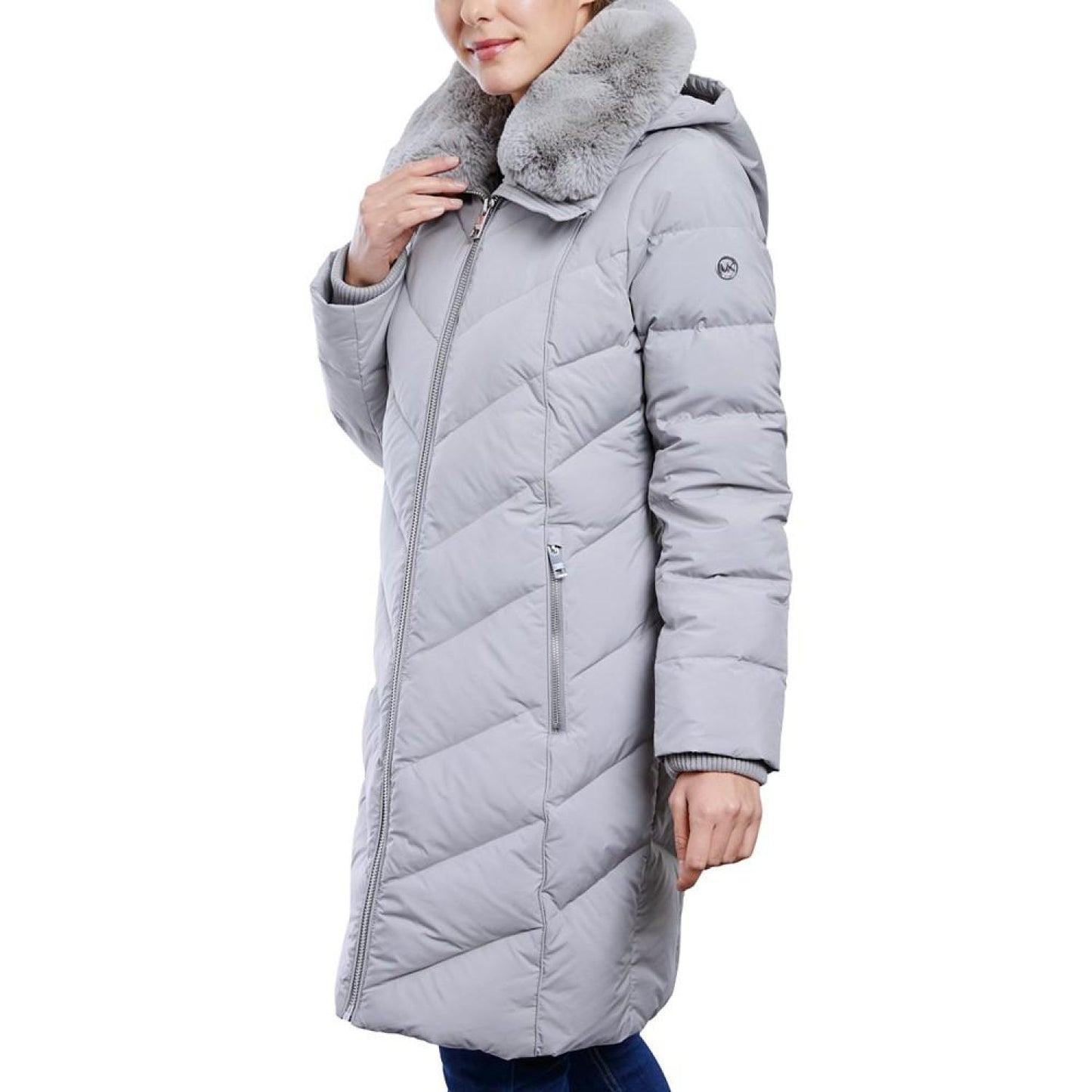 Women's Faux-Fur-Collar Hooded Down Puffer Coat