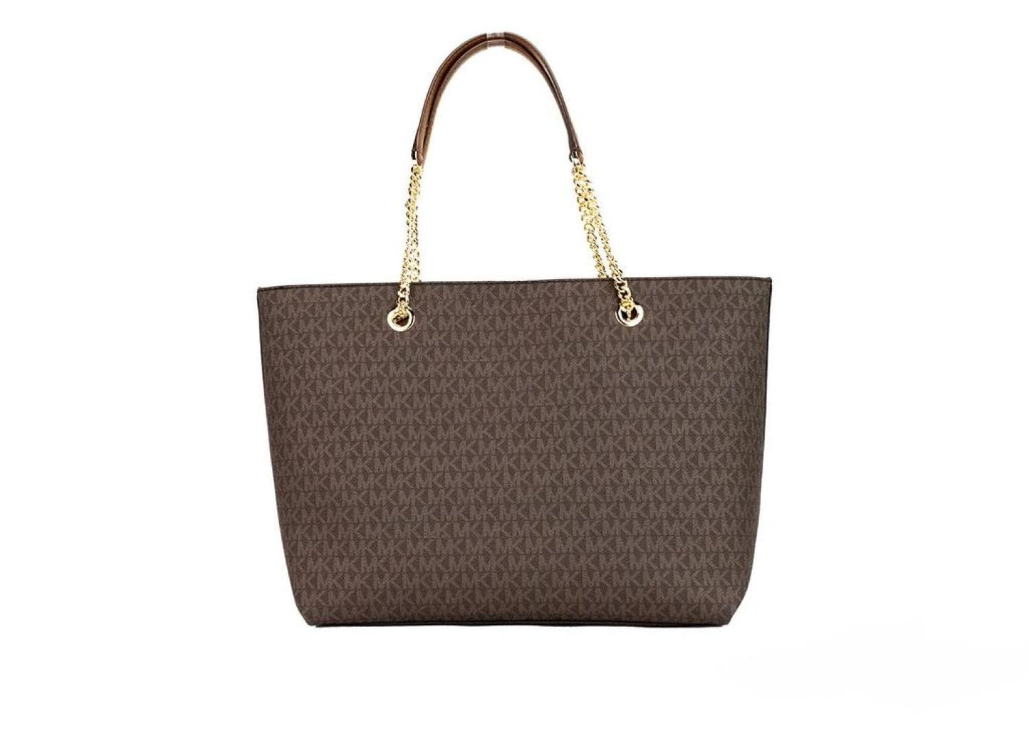 Michael Kors Jet Set Medium Signature PVC Front Zip Chain Tote Bag Women's Purse