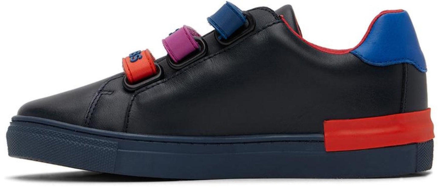 Kids Black Rubber Strap Sneakers