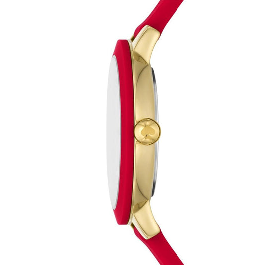 Women's Park Row Three Hand Red Silicone Watch 34mm