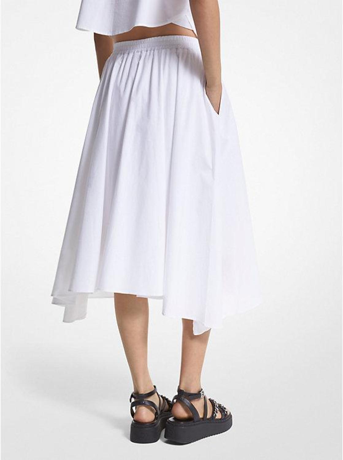 Stretch Organic Cotton Poplin Handkerchief Midi Skirt