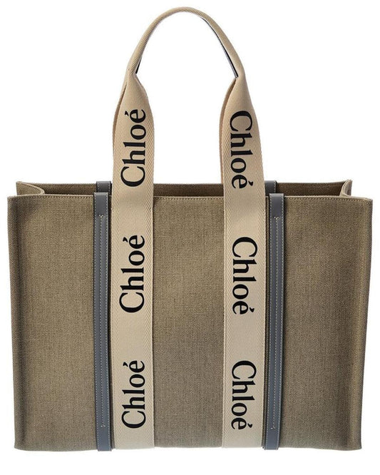 Chloe Woody Large Canvas & Leather Tote