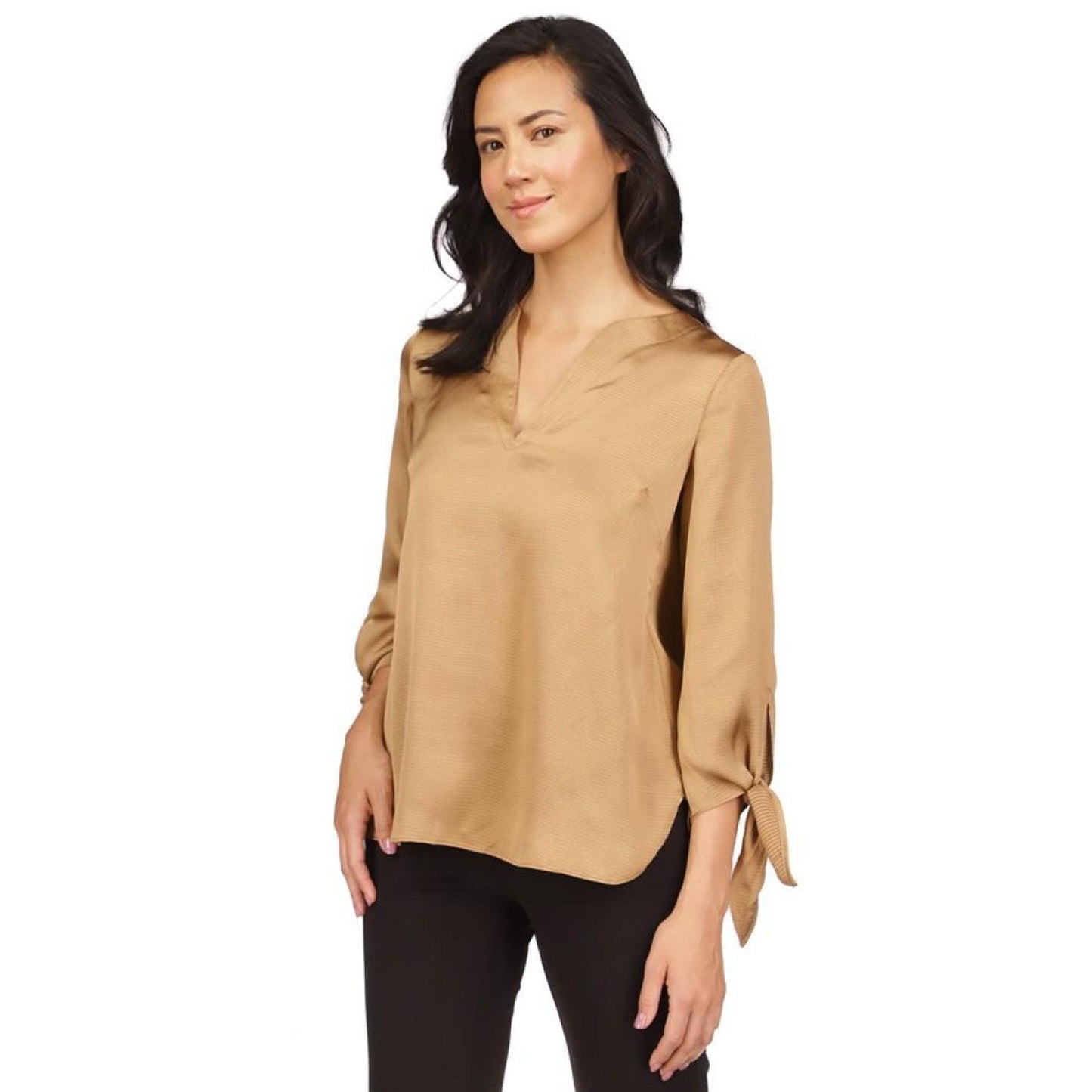 Women's Satin Tie Top, Regular & Petite