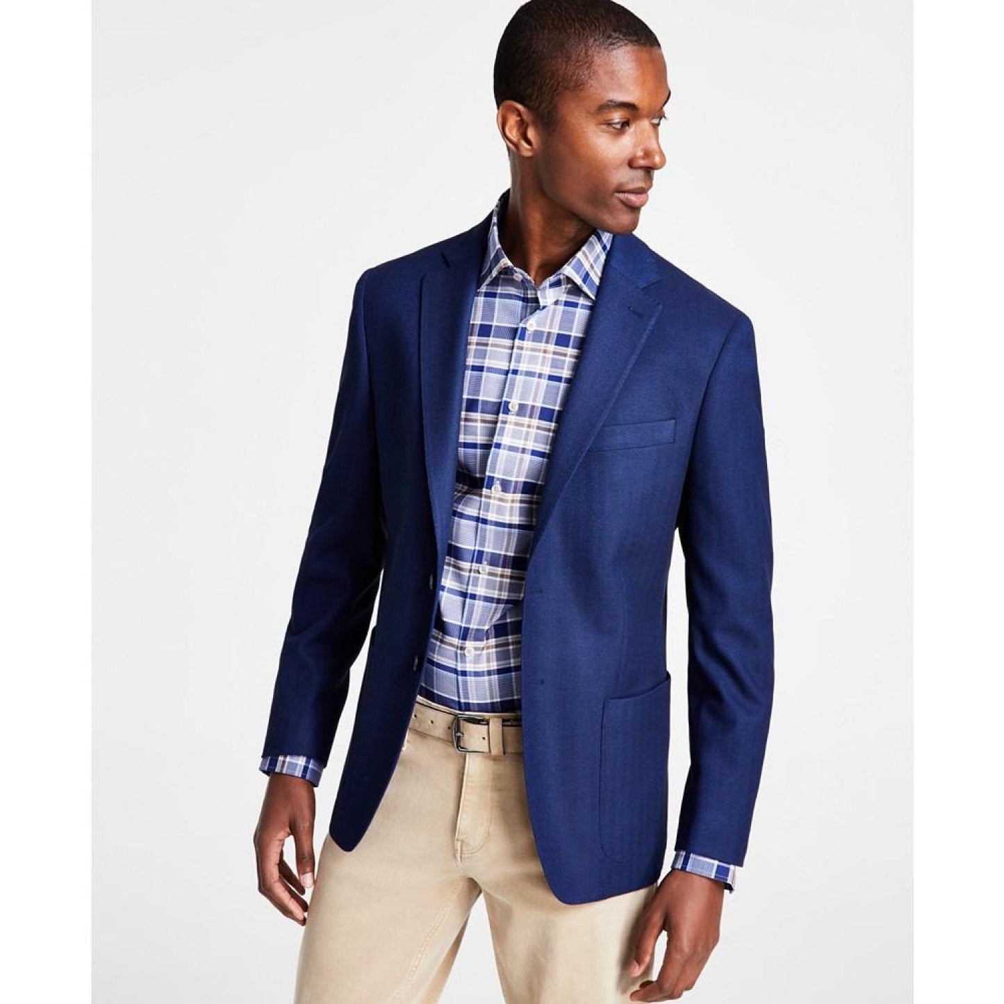Men's Classic Fit Herringbone Sport Coat