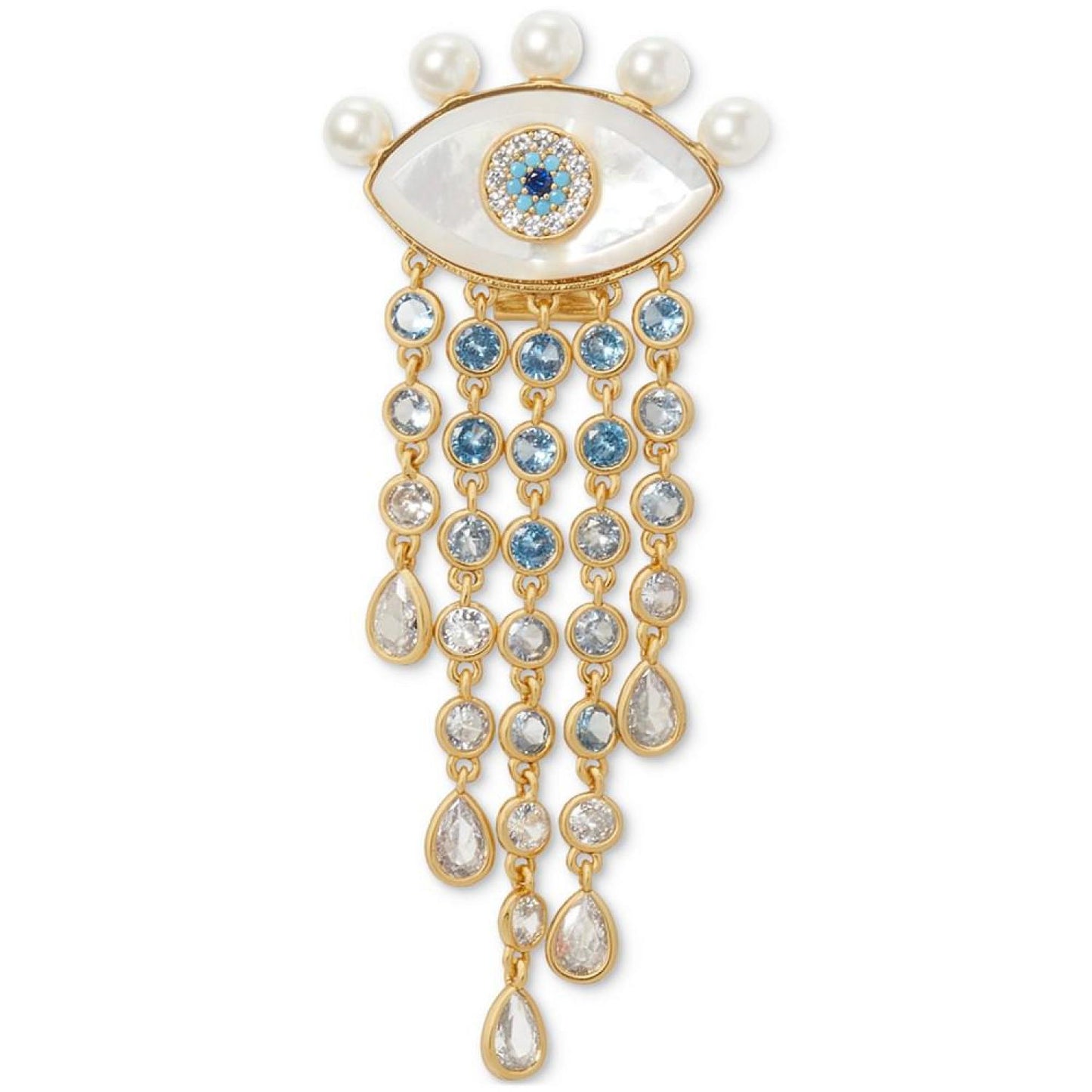 Gold-Tone Mixed Stone Evil Eye Fringe Statement Earrings