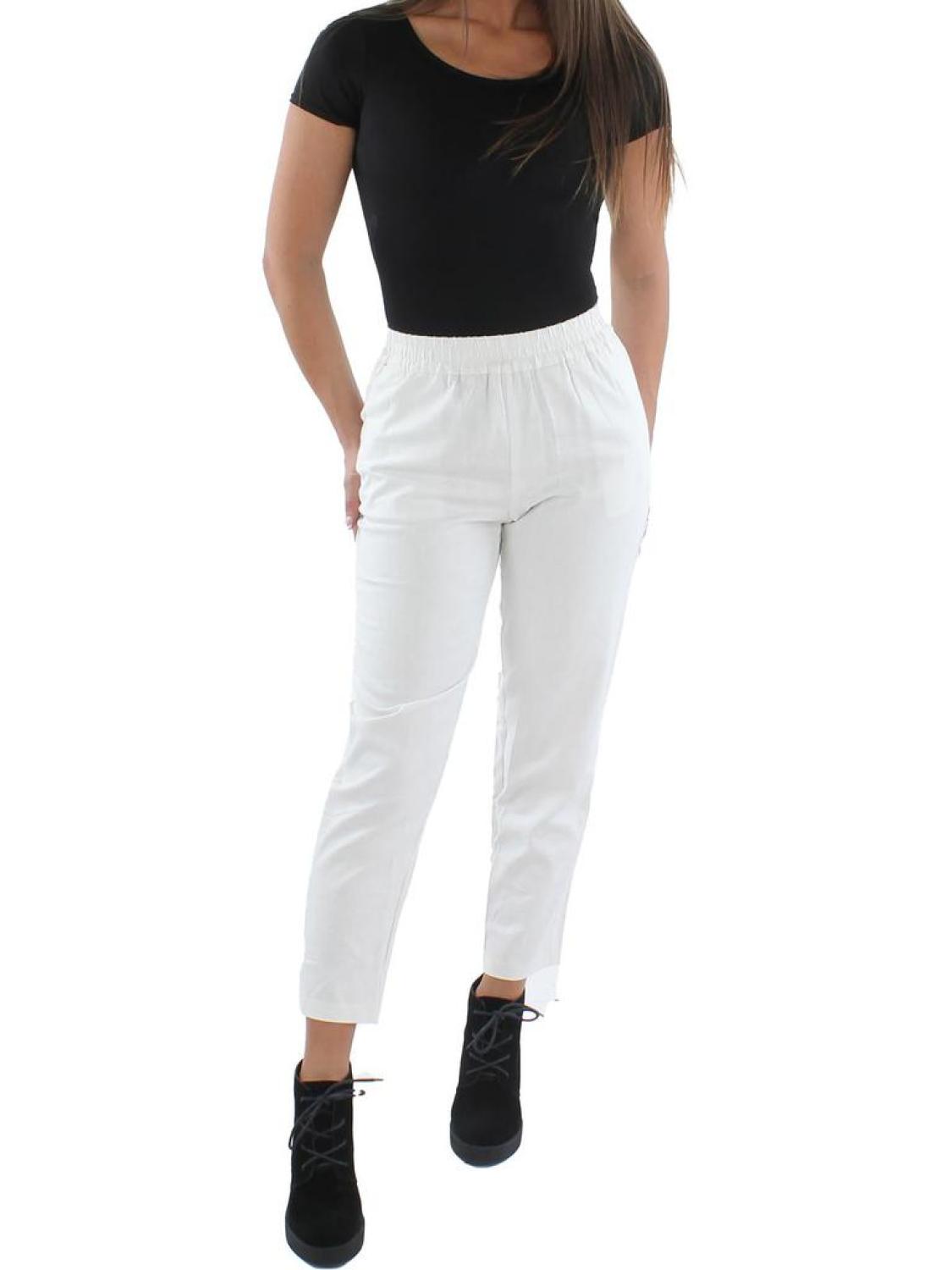 Womens Linen Blend Pull On Pants