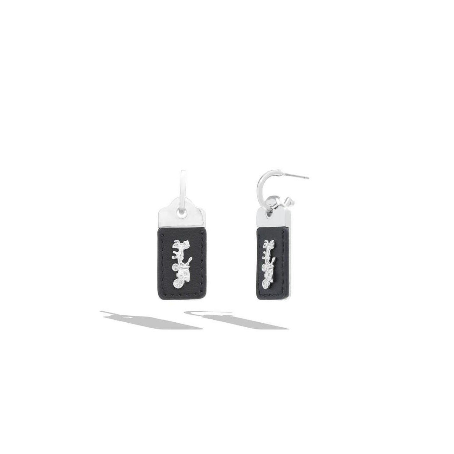 Signature Leather Tag Huggie Earrings