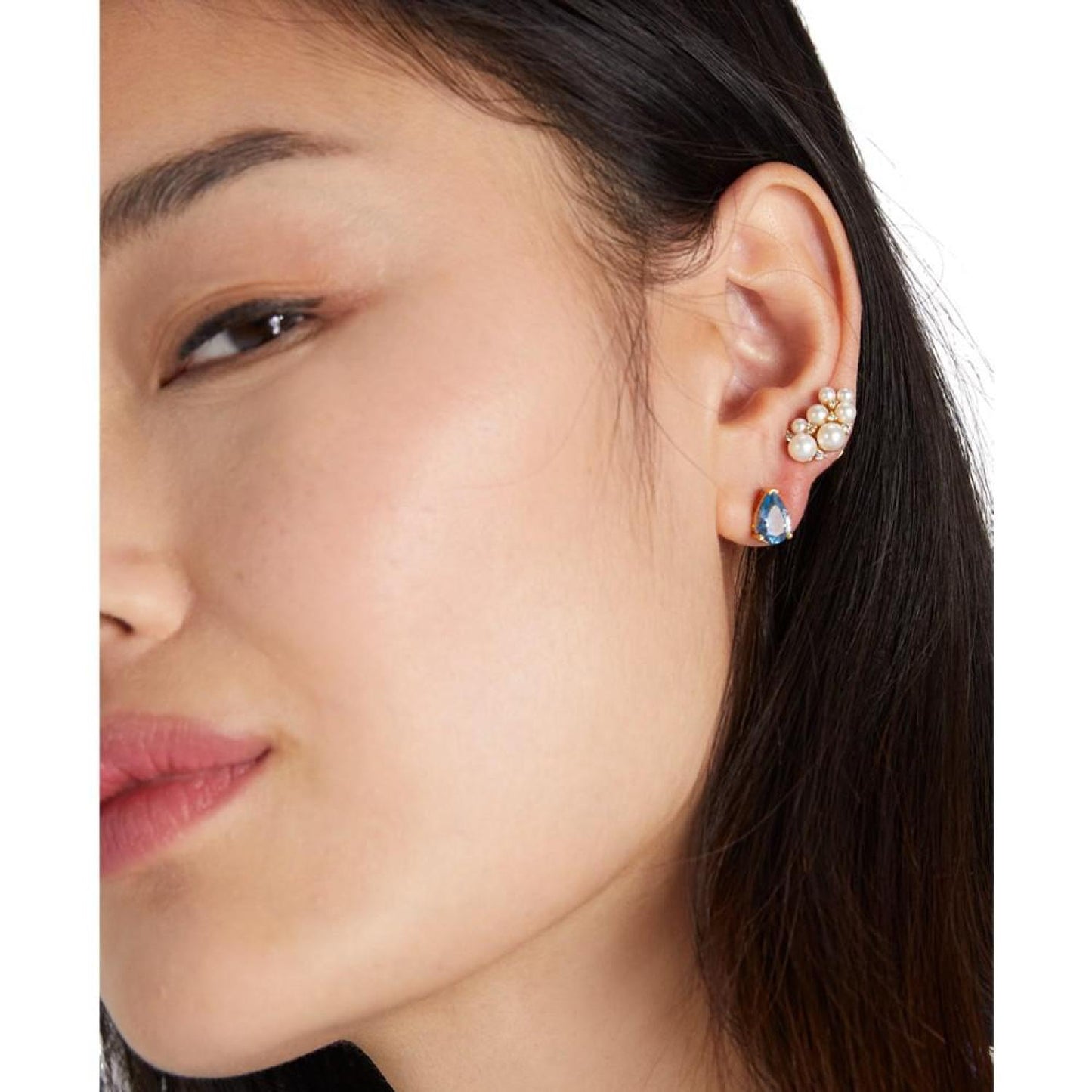 Gold-Tone 2-Pc. Set Stone, Imitation Pearl, & Crystal Rain & Shine Mismatched Stud Earrings