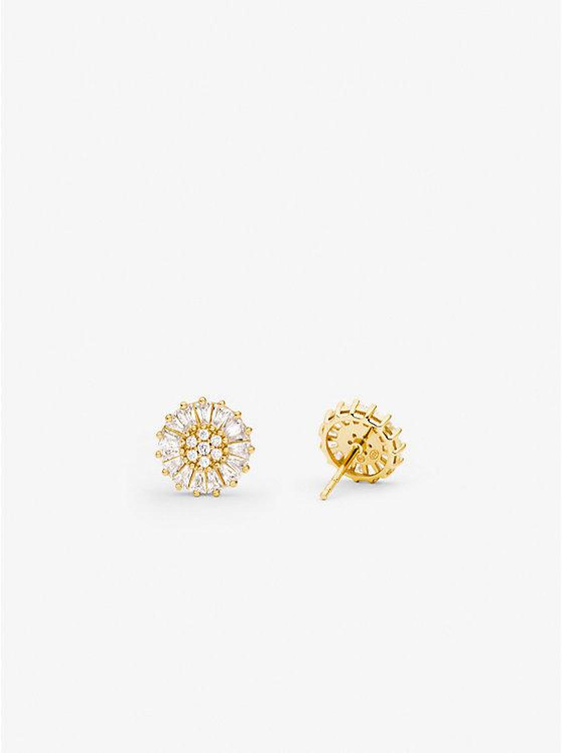 Precious Metal-Plated Sterling Silver Pavé Stud Earrings