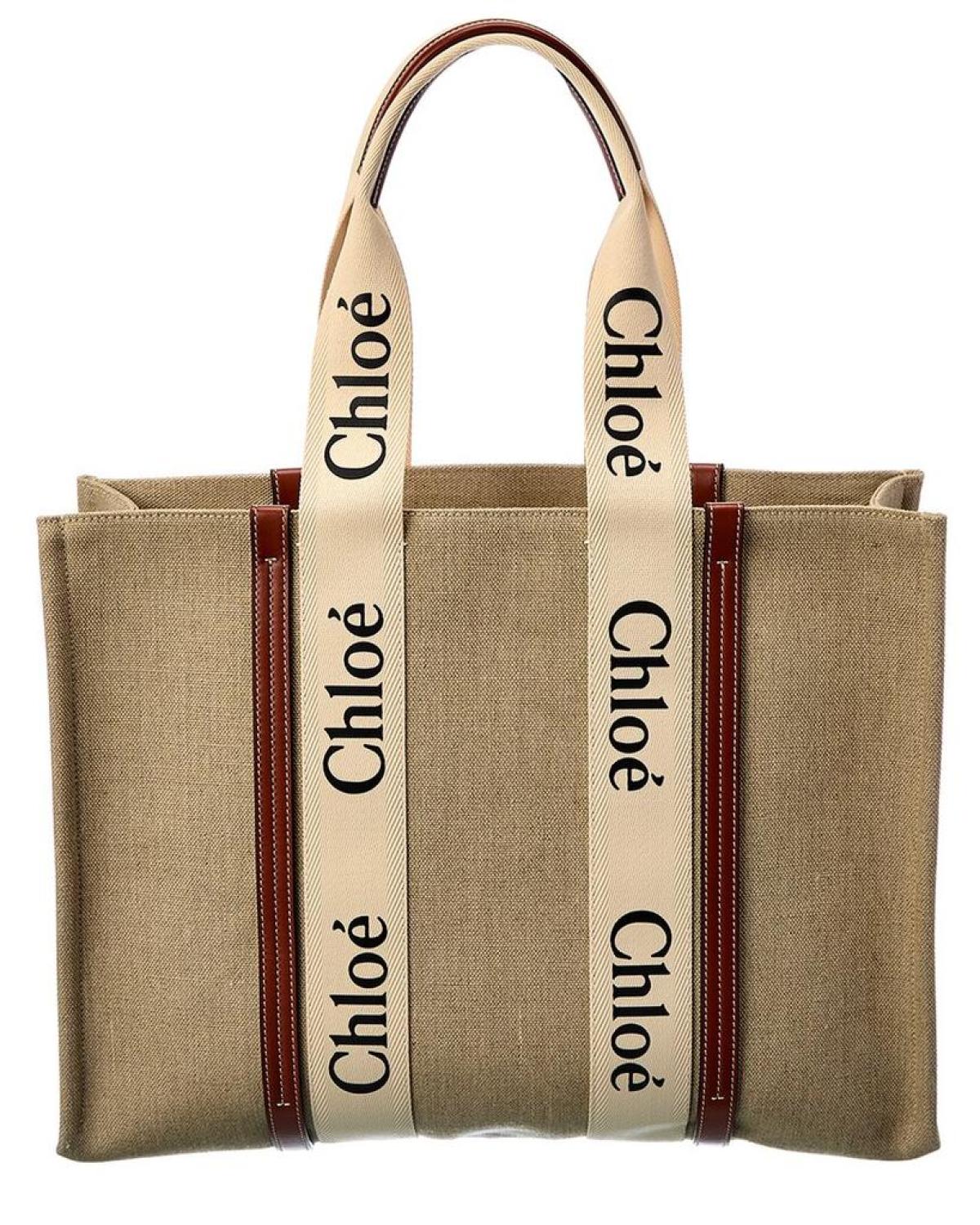 Chloé Woody Large Canvas & Leather Tote