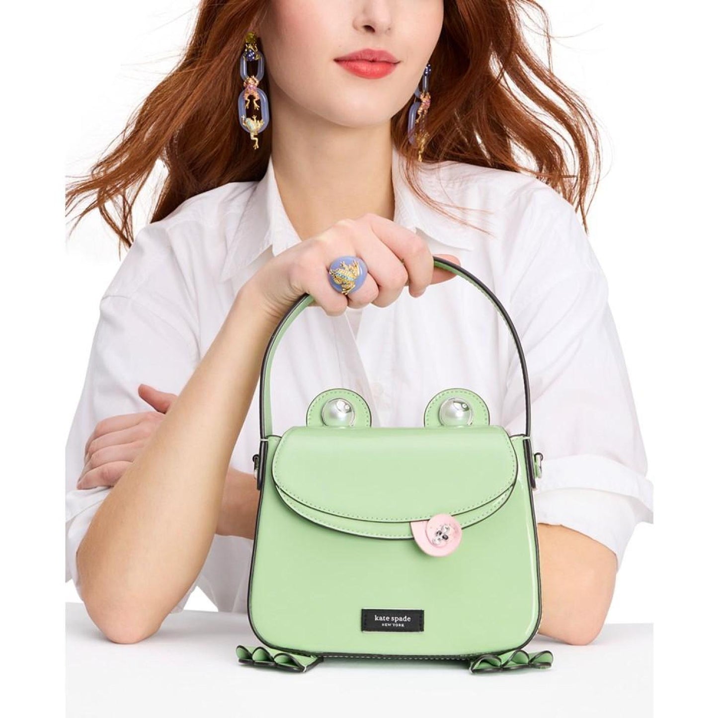 Lily Patent Leather 3D Frog Small Hobo
