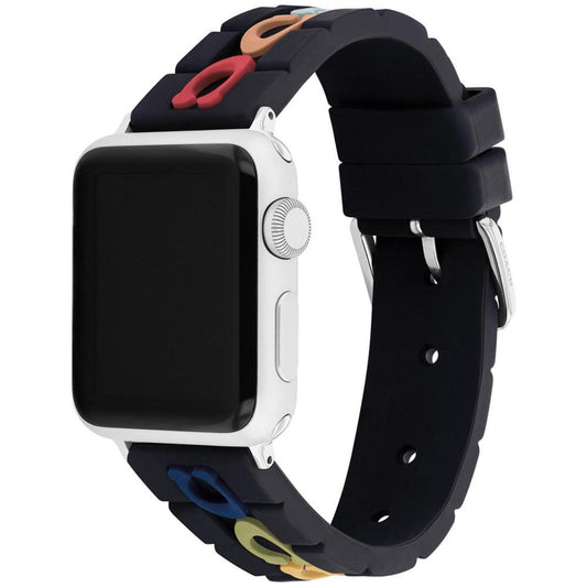 Black Multicolor Logo Rubber Apple Watch® Strap 38/40/41mm
