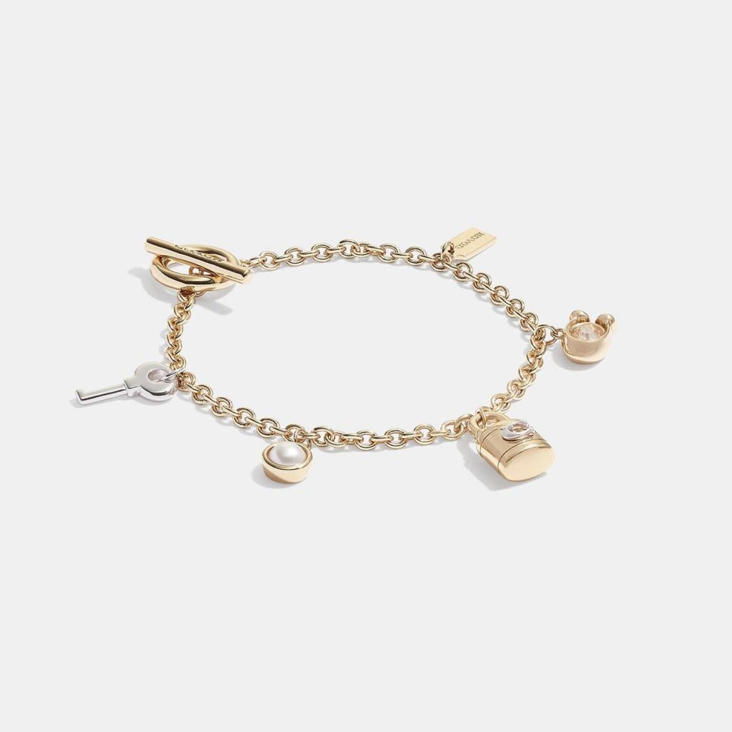 Coach Outlet Signature Padlock And Key Charm Bracelet