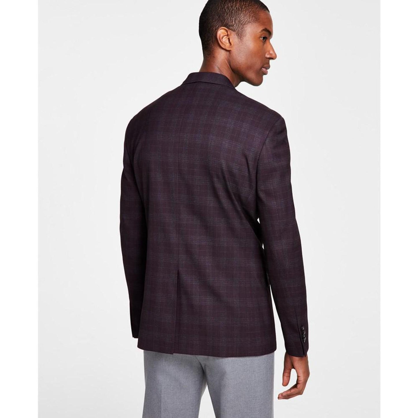Men's Classic Fit Notch Lapel Plaid Sport Coat