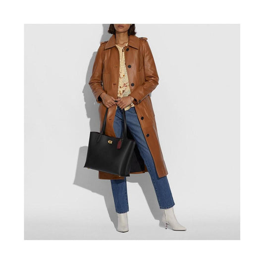 Polished Pebble Leather Willow Tote with Interior Zip Pocket